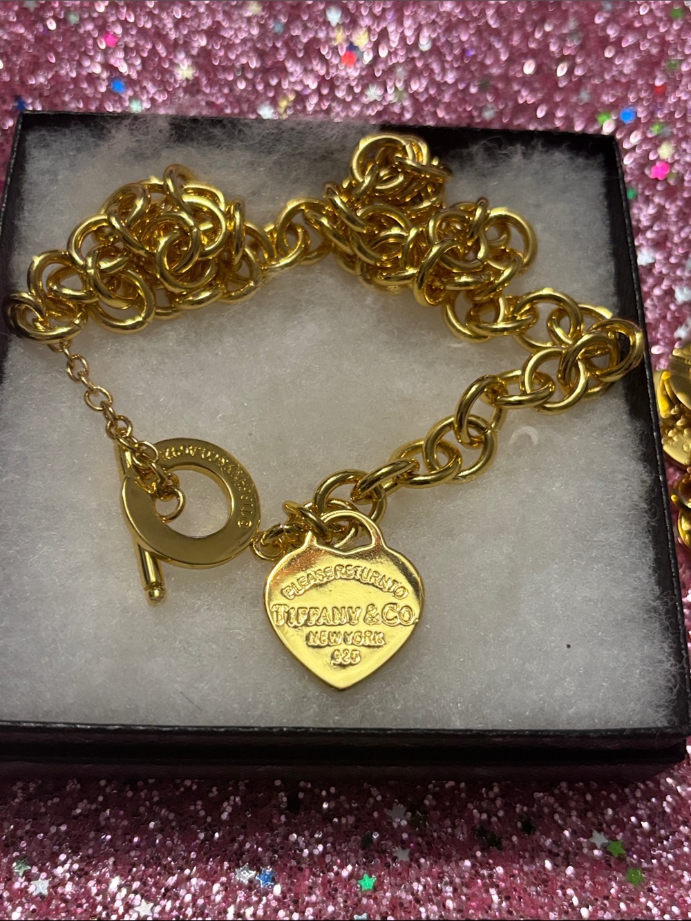 Tiffany & Co. Gold-Tone Heart Charm Bracelet - Picture 5 of 5